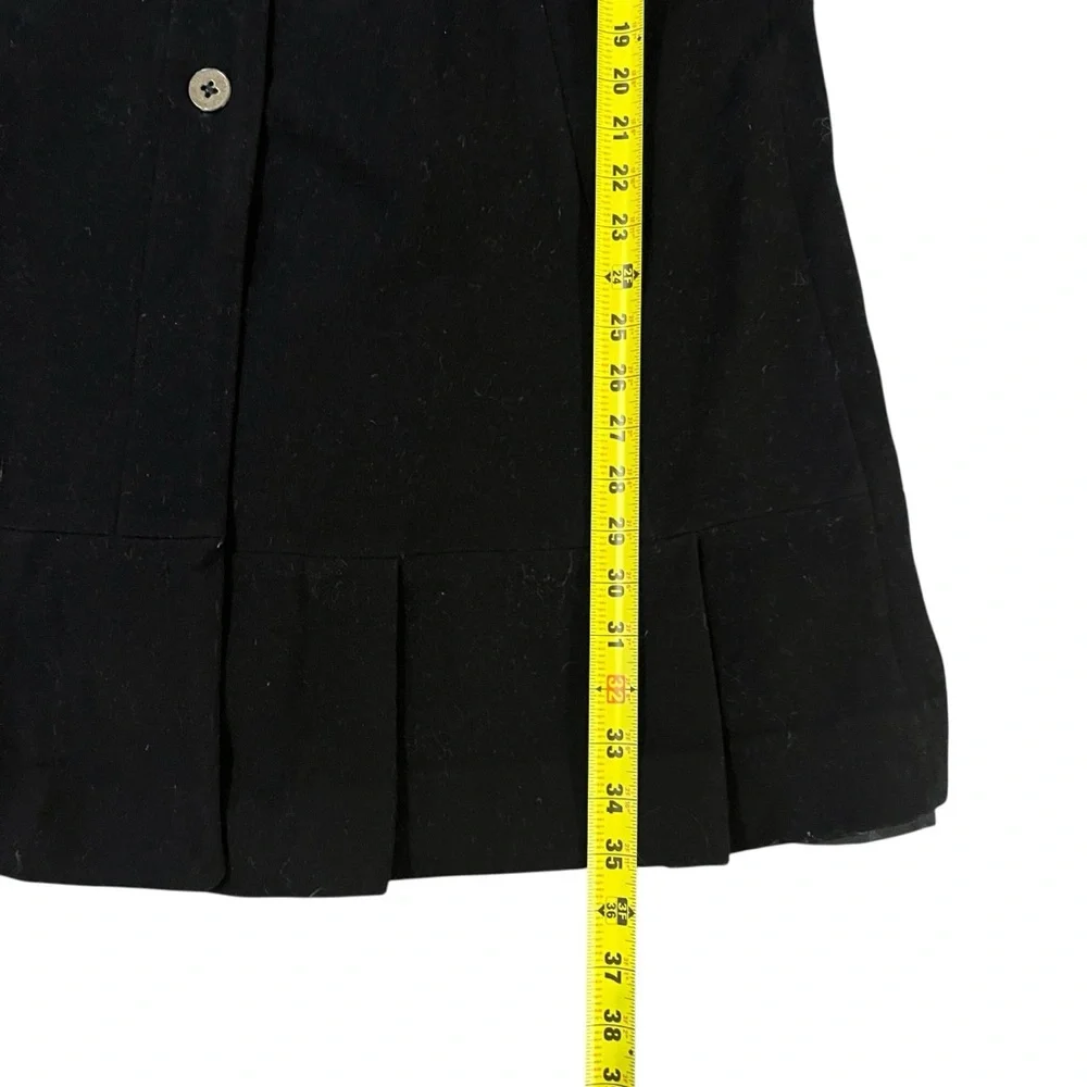 Pendleton Wool Cashmere Car Coat Black Mod Swing Round Collar Pleated Hem Large
